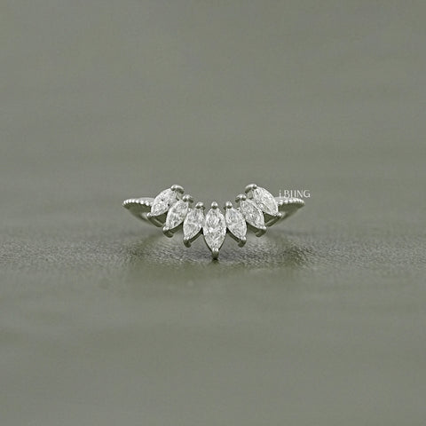 Marquise-Cut Lab Grown Diamond Curved Band
