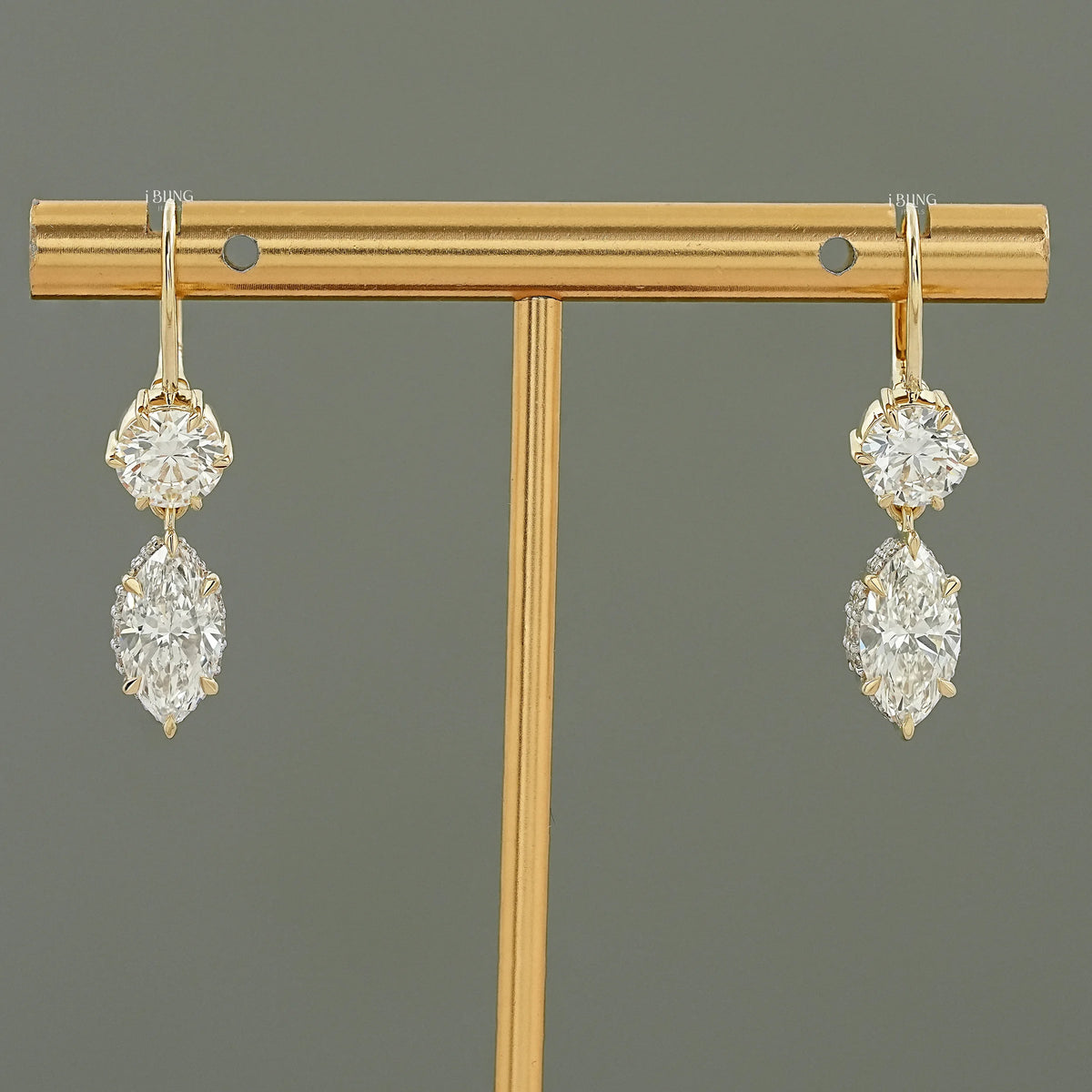 Round & Marquise Lab Diamond Dangle Drop Earrings Dangle & Drops