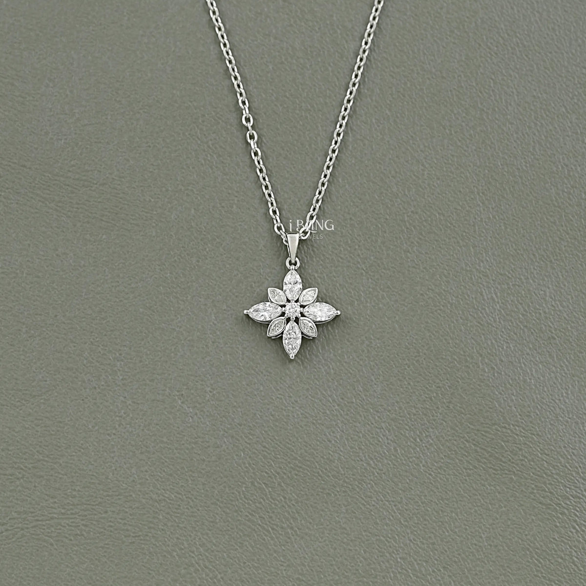 Marquise Cut Lab Diamond Floral Shape Pendant Pendants