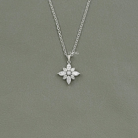 Marquise Cut Lab Diamond Floral Shape Pendant