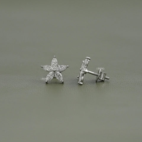 Marquise Cut Lab Grown Diamond Floral Shape Earrings