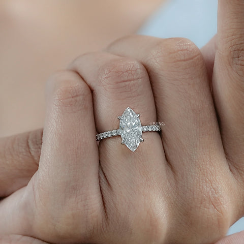 Marquise Cut Lab Diamond Solitaire Accent Ring