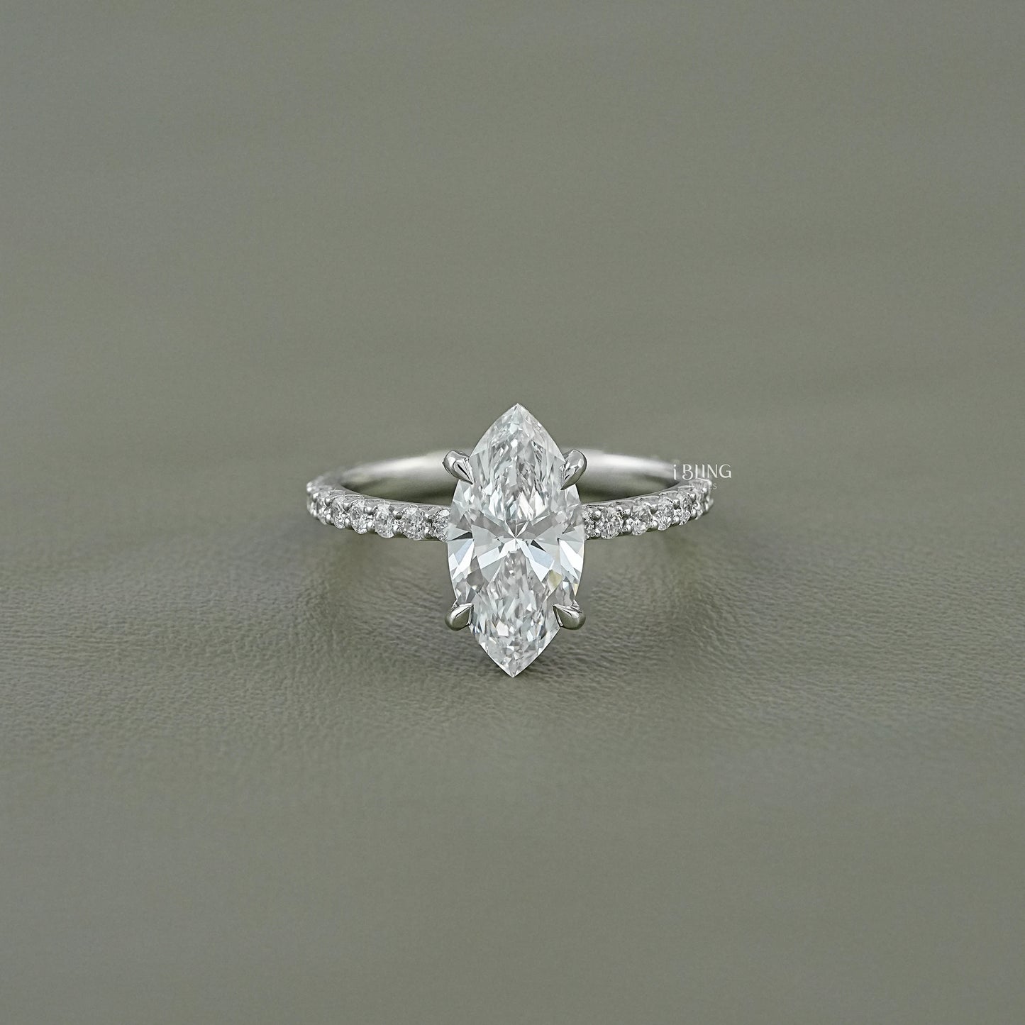 Marquise Cut Lab Diamond Solitaire Accent Ring