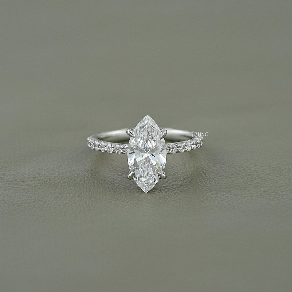 Marquise Cut Lab Diamond Solitaire Accent Ring