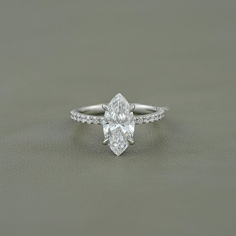 Marquise Cut Lab Diamond Solitaire Accent Ring