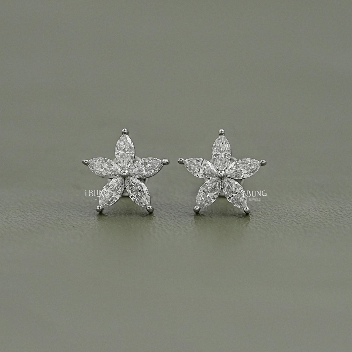 Marquise Cut Lab Grown Diamond Floral Shape Earrings