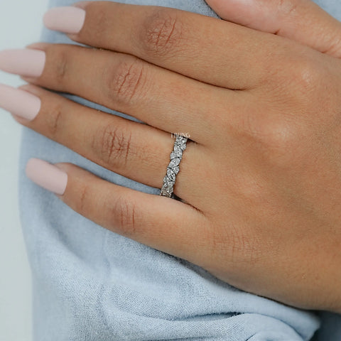 Marquise And Round Diamond Eternity Wedding Band