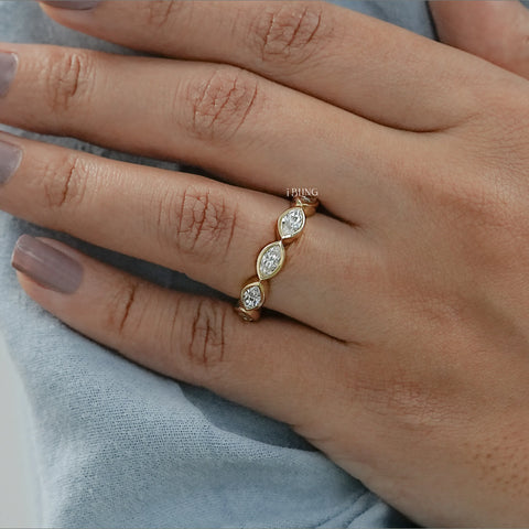 Marquise Lab Grown Diamond East West Bezel Set Band