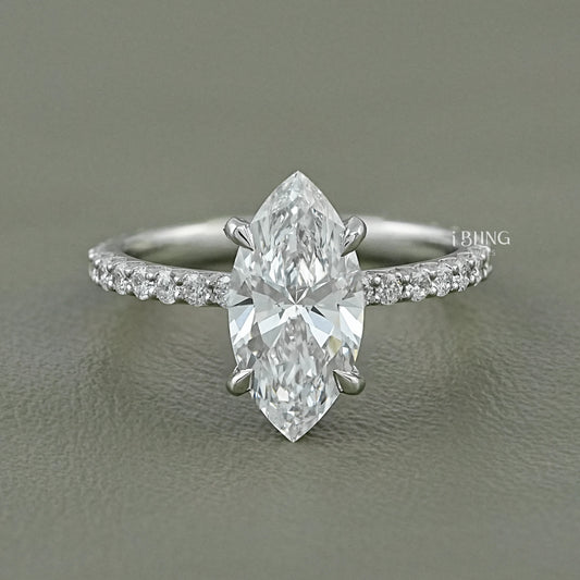 Marquise Cut Lab Diamond Solitaire Accent Ring Solitaire Accent Ring