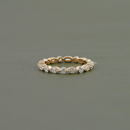 Marquise & Round Lab Grown Diamond Wedding Band Band