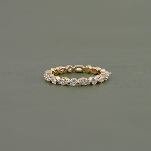 Marquise & Round Lab Grown Diamond Wedding Band