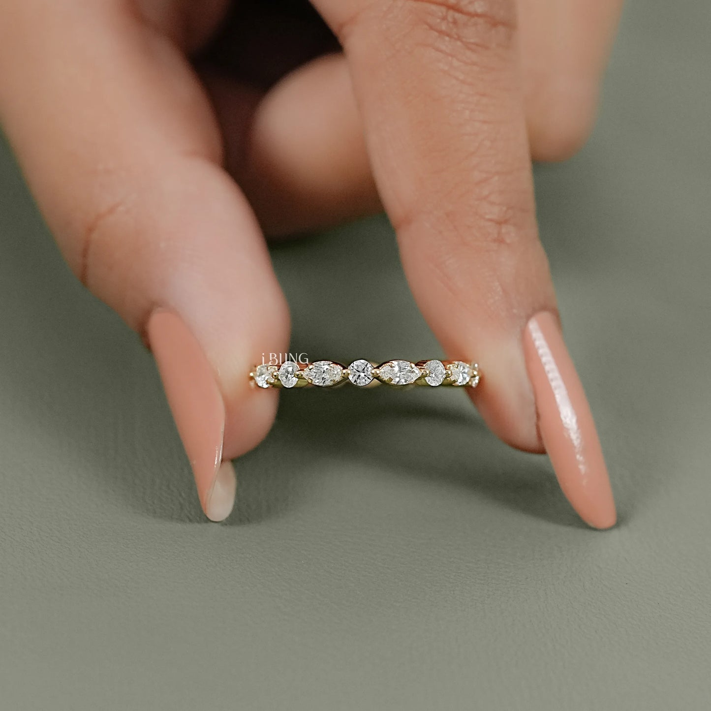 Marquise & Round Lab Grown Diamond Wedding Band Band