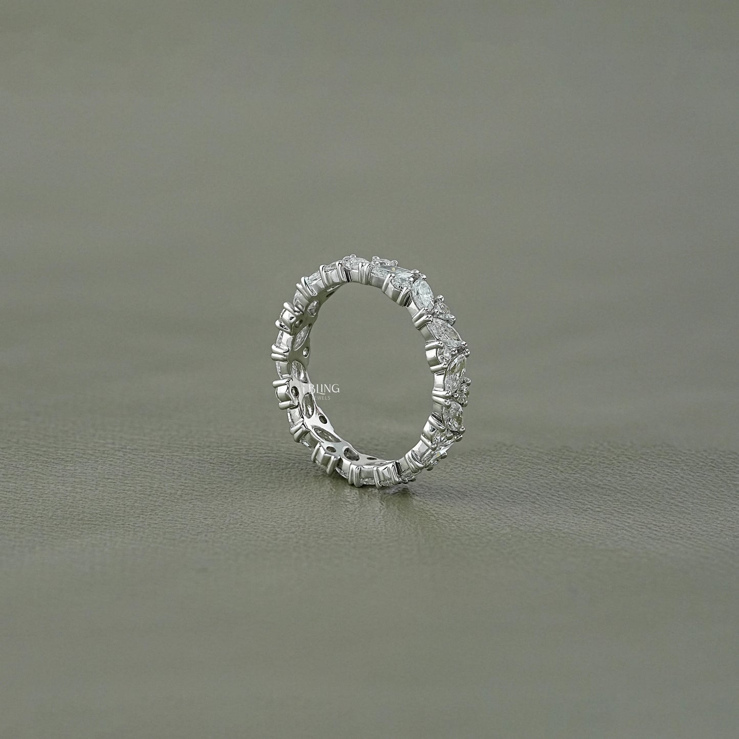 Marquise And Round Diamond Eternity Wedding Band