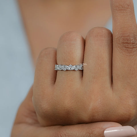 Marquise And Round Diamond Eternity Wedding Band