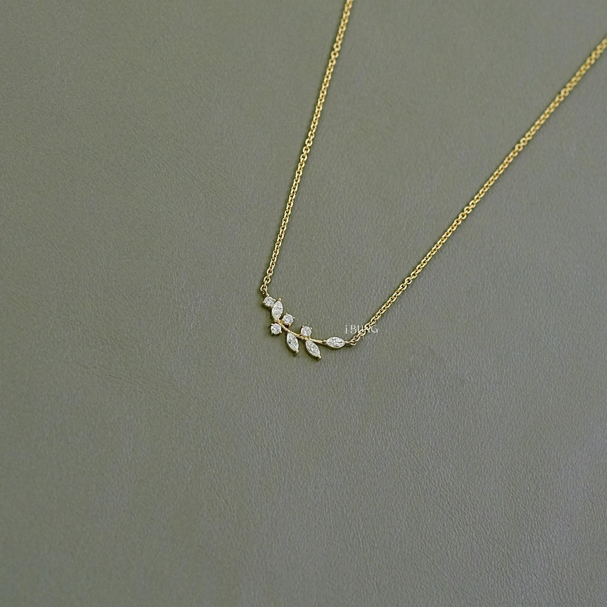 Marquise Cut Lab Diamond Floral Leaf Necklace Pendants