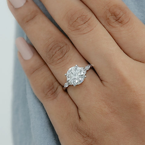 Marquise Side Cluster Diamond Engagement Ring