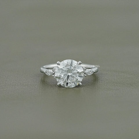 Marquise Side Cluster Diamond Engagement Ring