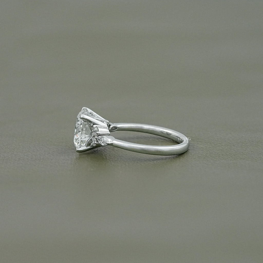 Marquise Side Cluster Diamond Engagement Ring