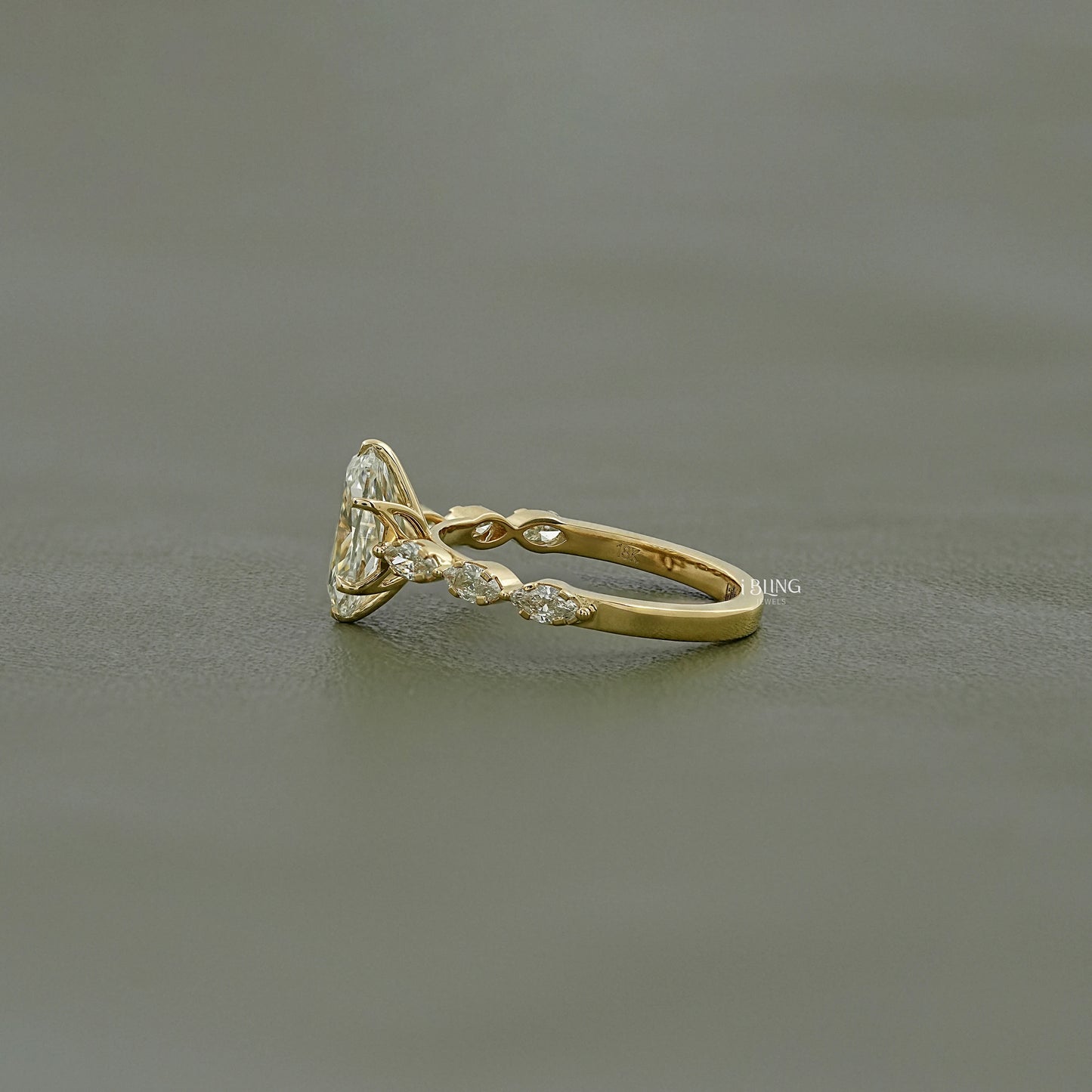 Elongated Cushion Lab Diamond Accent Engagement Ring