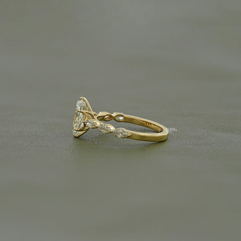 Elongated Cushion Lab Diamond Accent Engagement Ring
