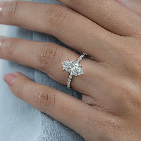 Marquise Cut Lab Diamond Solitaire Accent Ring