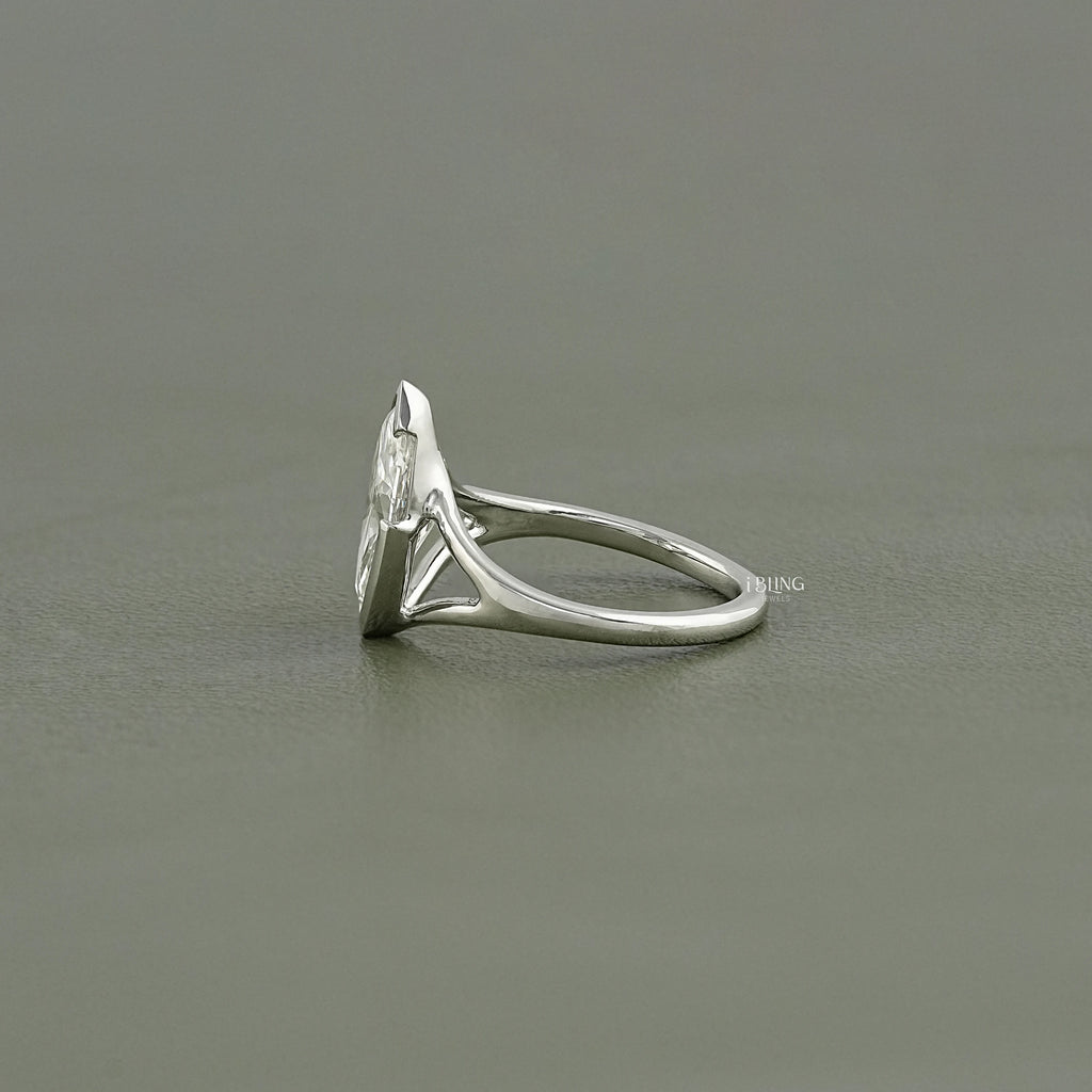 Marquise Lab Diamond Split Shank Solitaire Ring