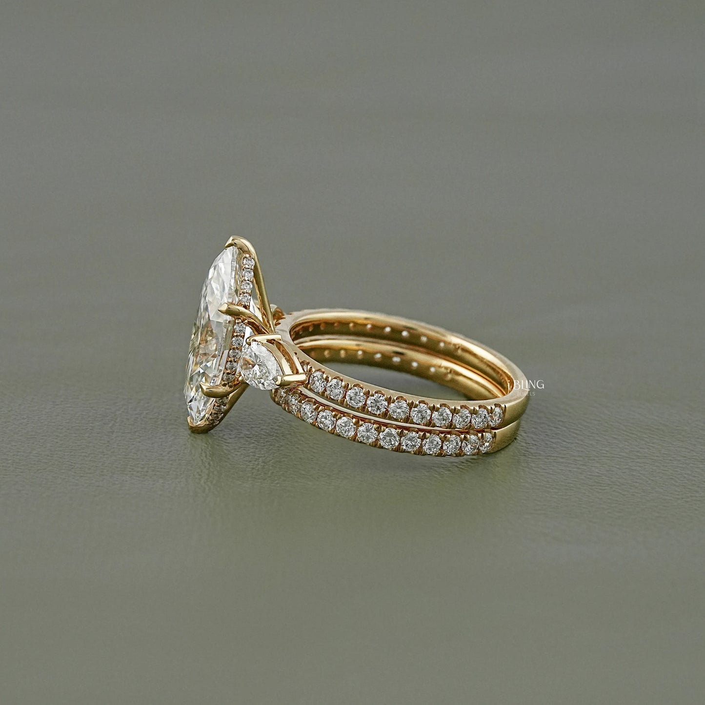 Marquise Lab Diamond Bridal Set Ring