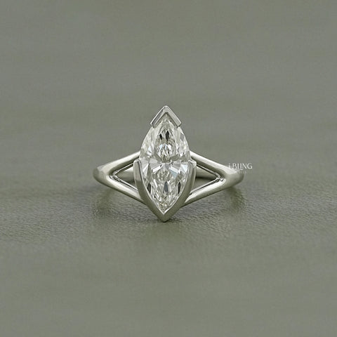 Marquise Lab Diamond Split Shank Solitaire Ring