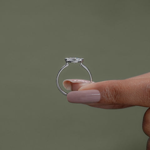 East West Set Marquise Diamond Solitaire Ring