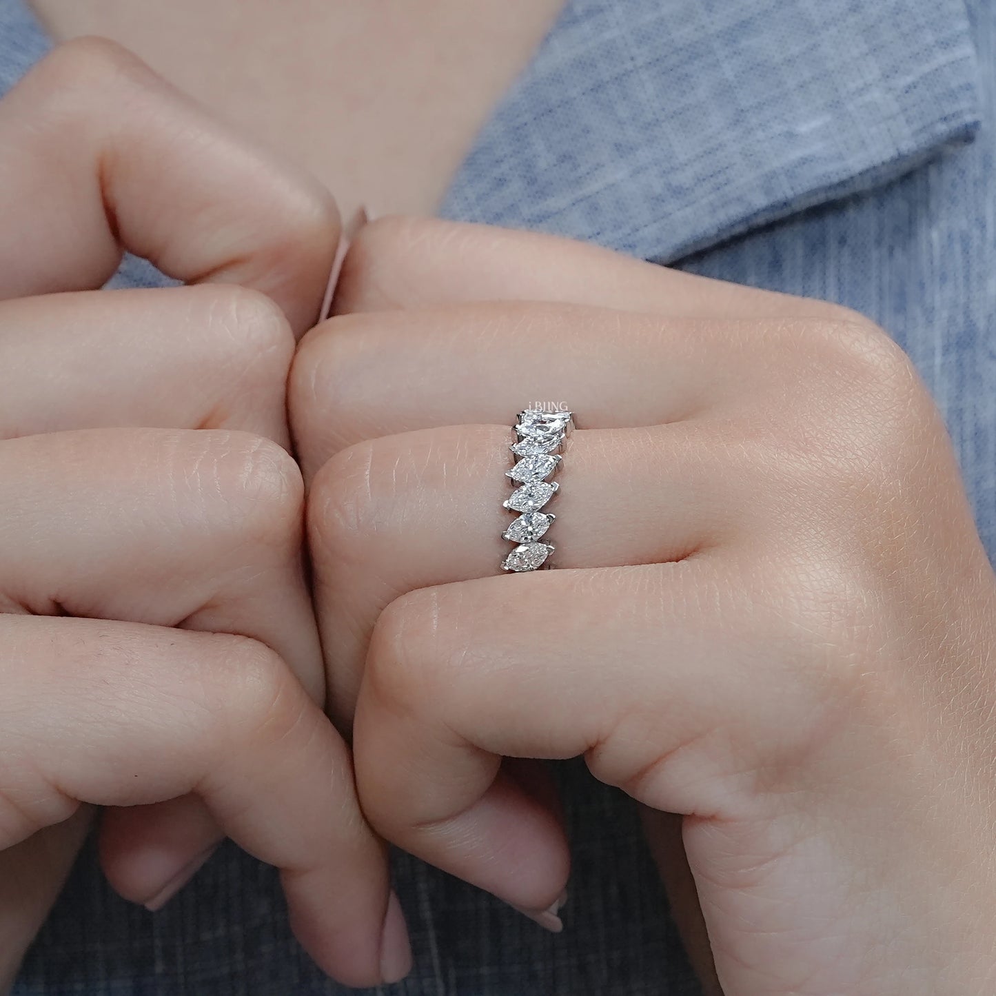 Marquise Cut Lab Diamond Full Eternity Band