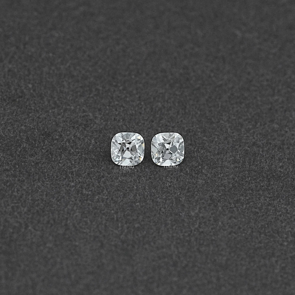 Old Mine Square Cushion CVD Diamond Matching Pair