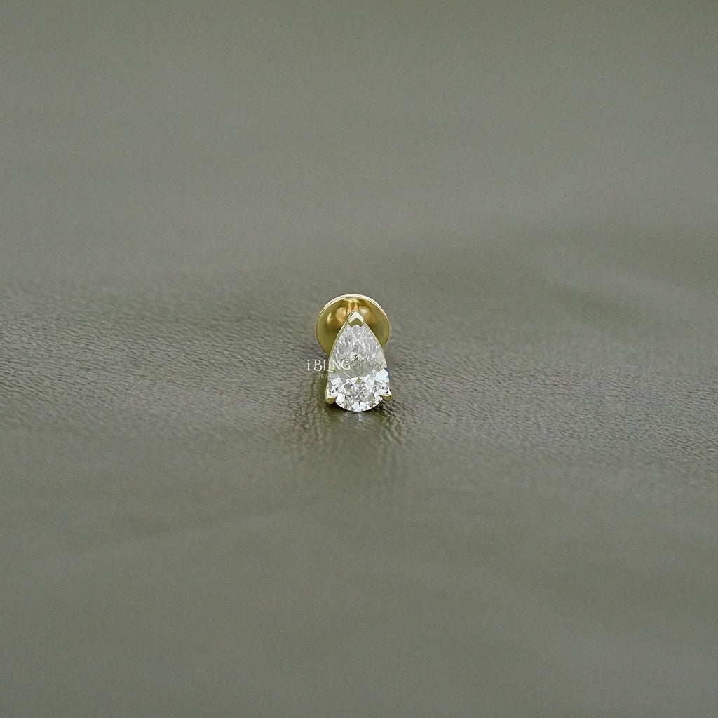 Pear Cut Lab Diamond Single Stud