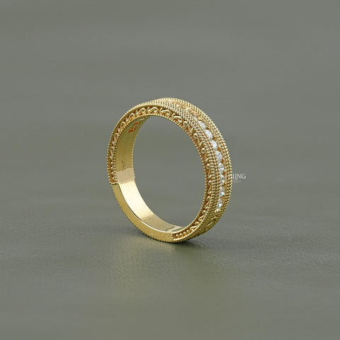 Round Diamond Filigree Set Unisex Wedding Band