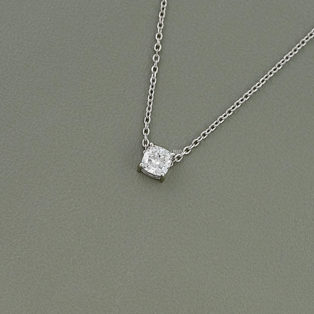 Square Cushion Lab Grown Diamond Solitaire Pendant Necklace