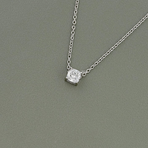 Square Cushion Lab Grown Diamond Solitaire Pendant Necklace