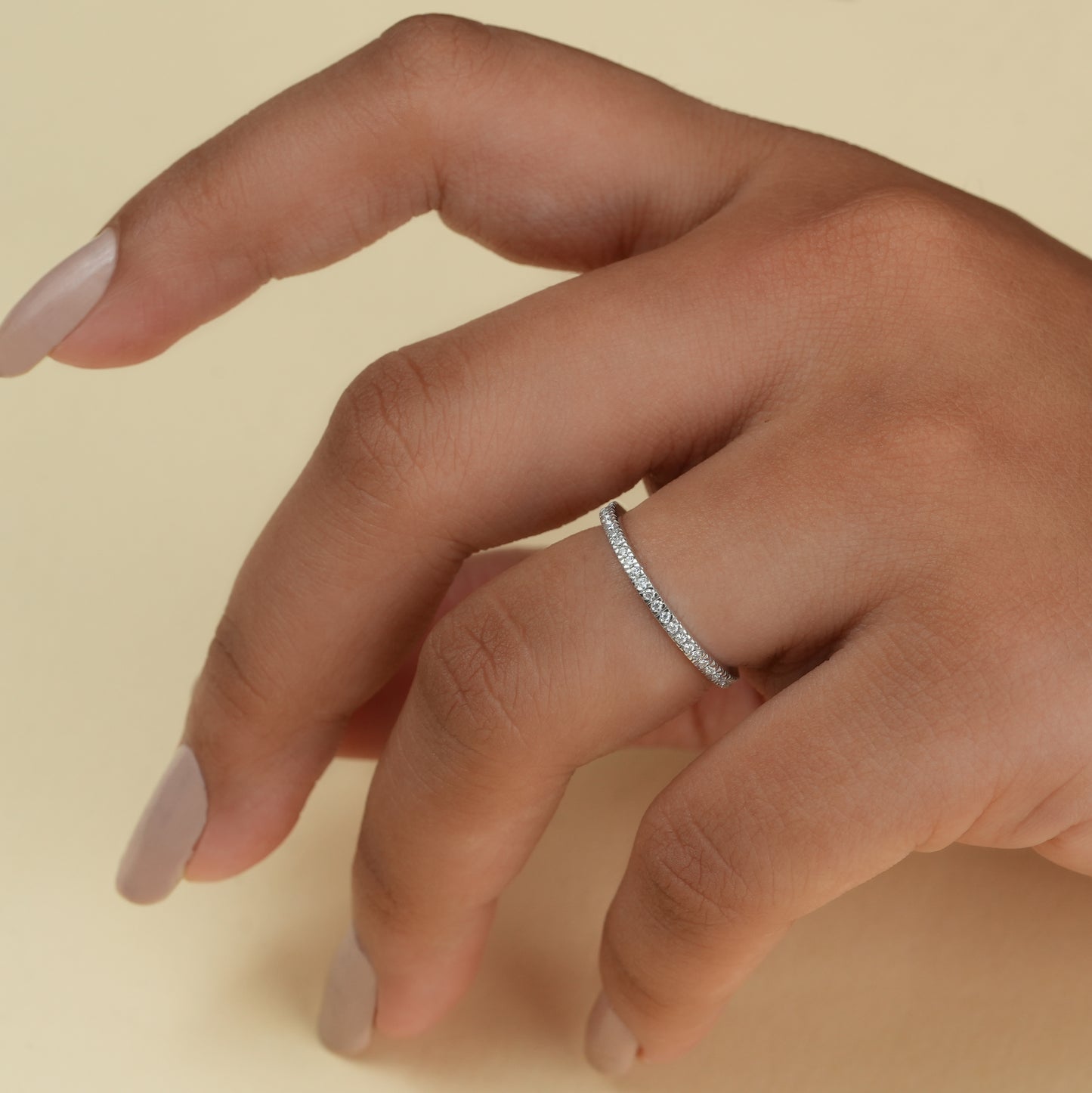 Round Cut Moissanite Eternity Wedding Band
