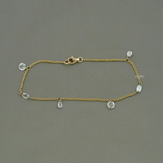 Multi Shape Rose Cut Diamond Station Bracelet Chain Bracelet