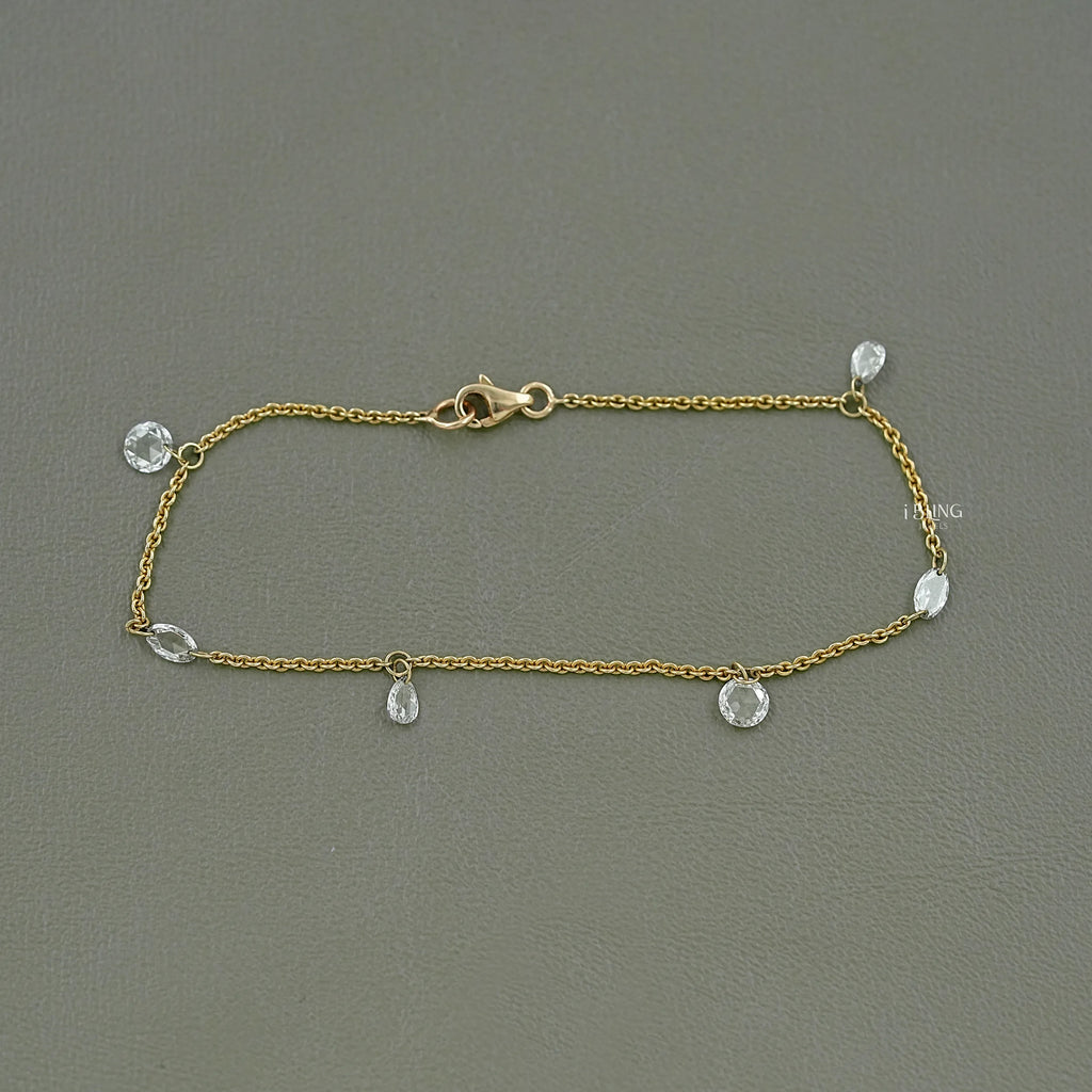 Multi Shape Rose Cut Diamond Station Bracelet