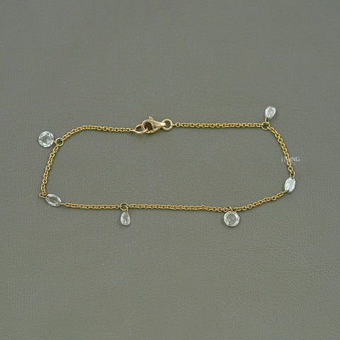 Multi Shape Rose Cut Diamond Station Bracelet