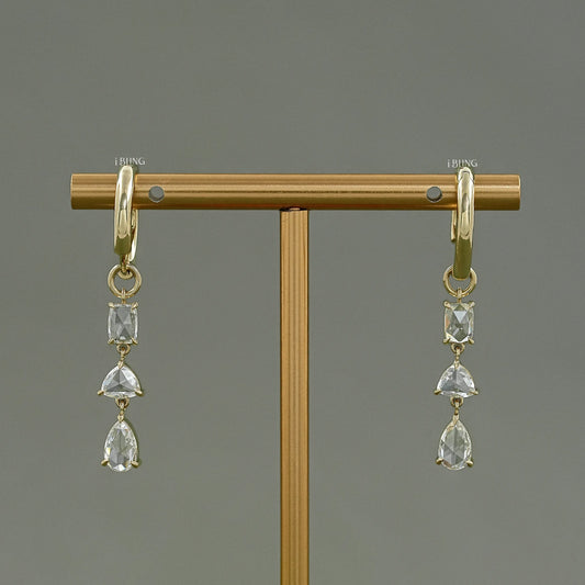 Rose Cut Diamond Multi Shape Hoop Earrings Earrings