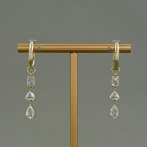 Rose Cut Diamond Multi Shape Hoop Earrings