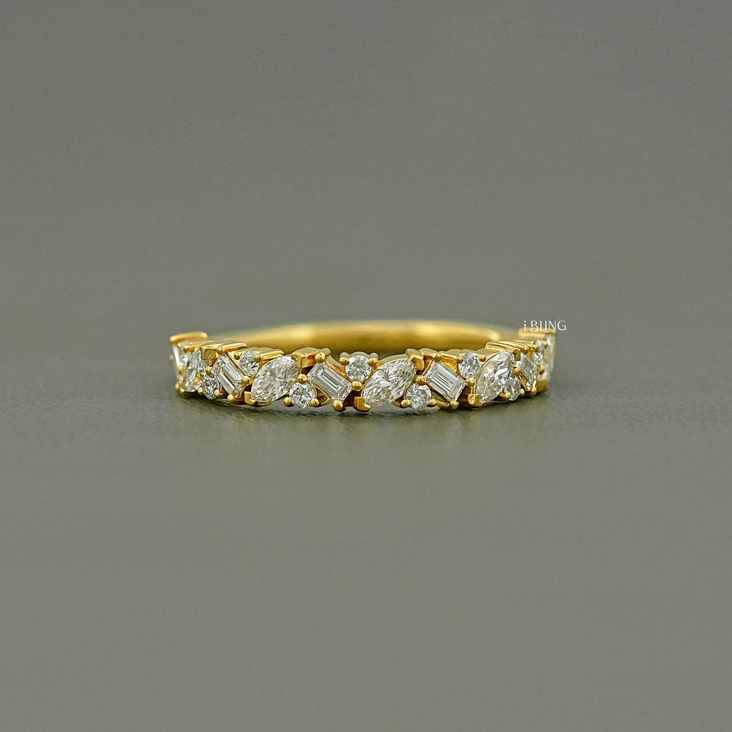 Multi Shape Lab Diamond Half Eternity Band