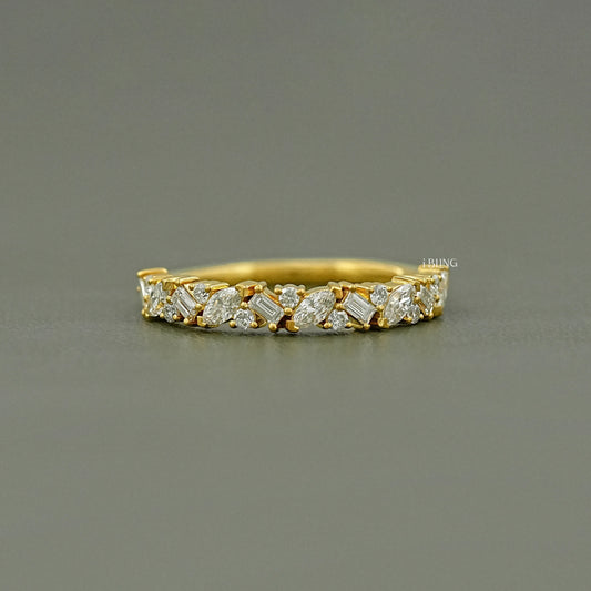 Multi Shape Lab Diamond Half Eternity Band Half Eternity