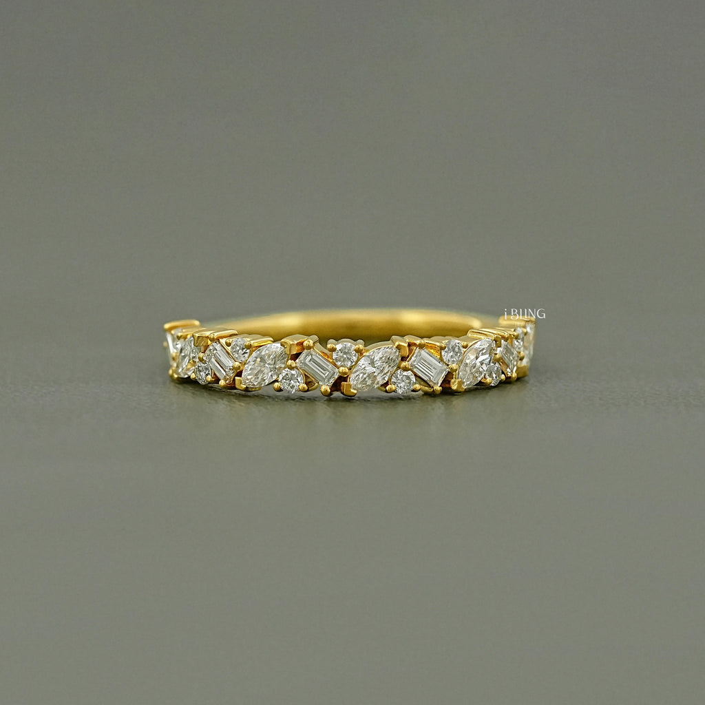 Multi Shape Lab Diamond Half Eternity Band