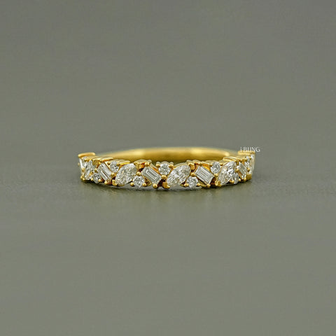 Multi Shape Lab Diamond Half Eternity Band