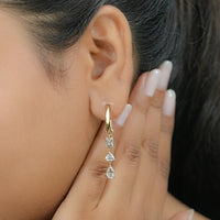 Rose Cut Diamond Multi Shape Hoop Earrings