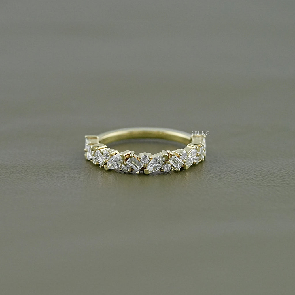 Multi Shape Lab Diamond Half Eternity Band