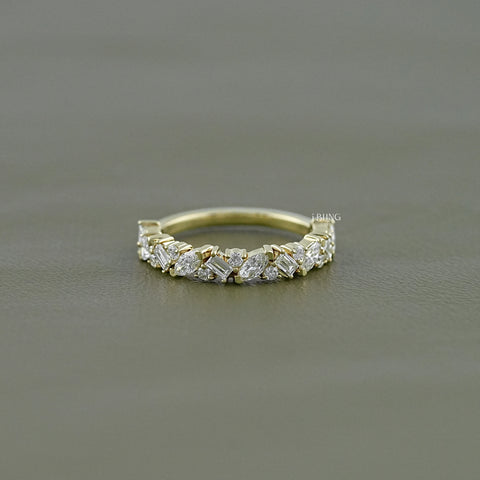 Multi Shape Lab Diamond Half Eternity Band