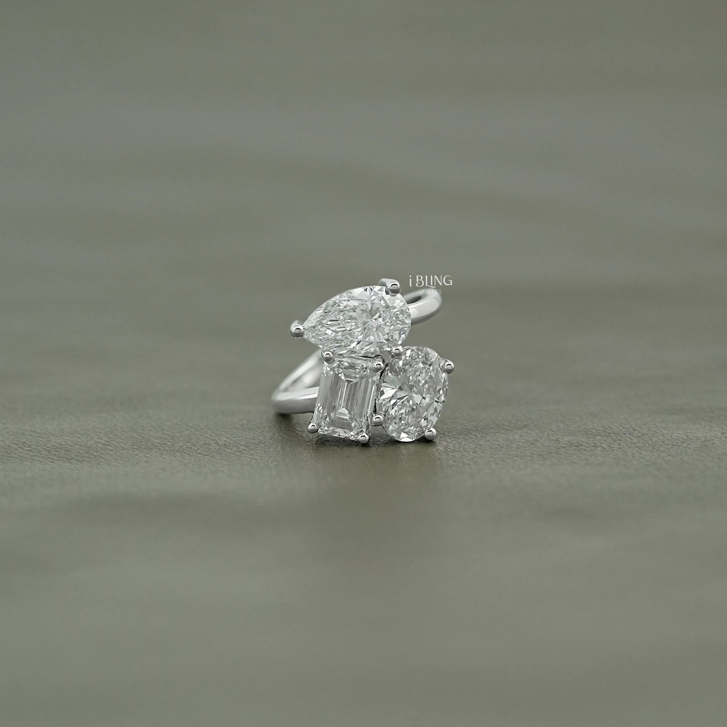 Multi Shape Lab Diamond Three Stone Statement Ring