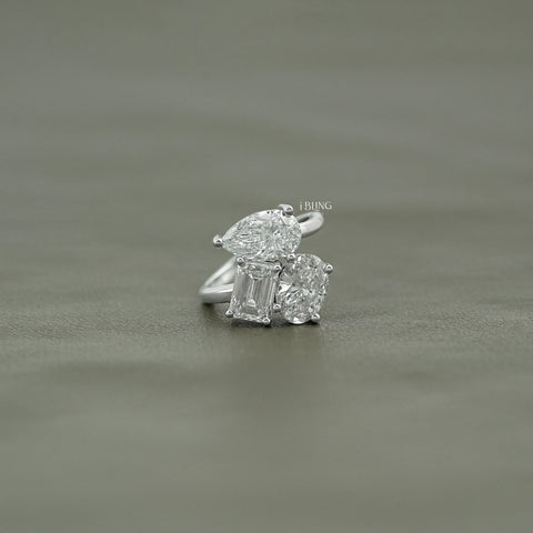 Multi Shape Lab Diamond Three Stone Statement Ring